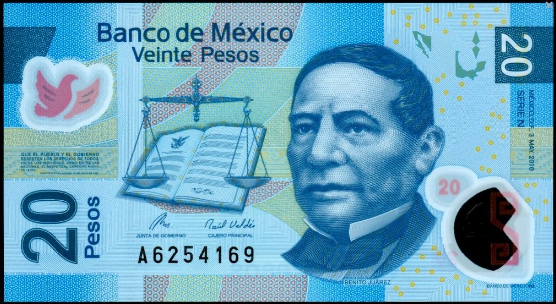 billete de 20 pesos benito juarez