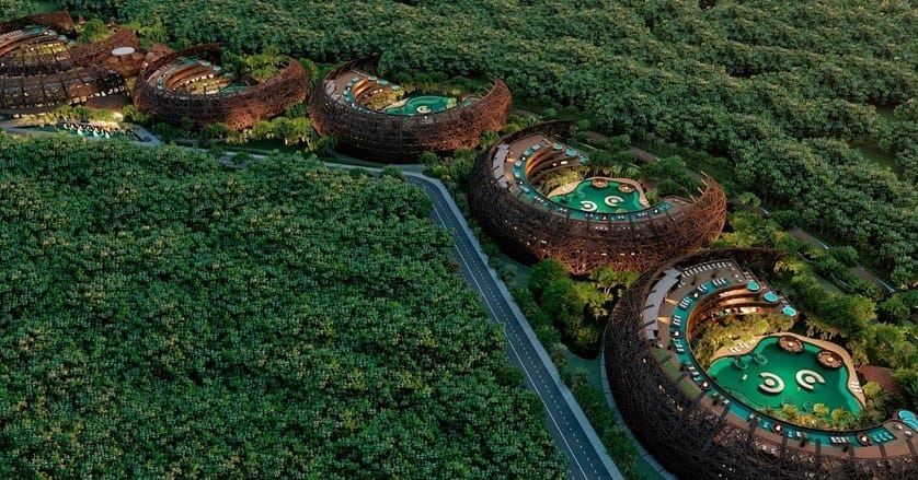 hotel en forma de nido en tulum, cocoon hotel & resort