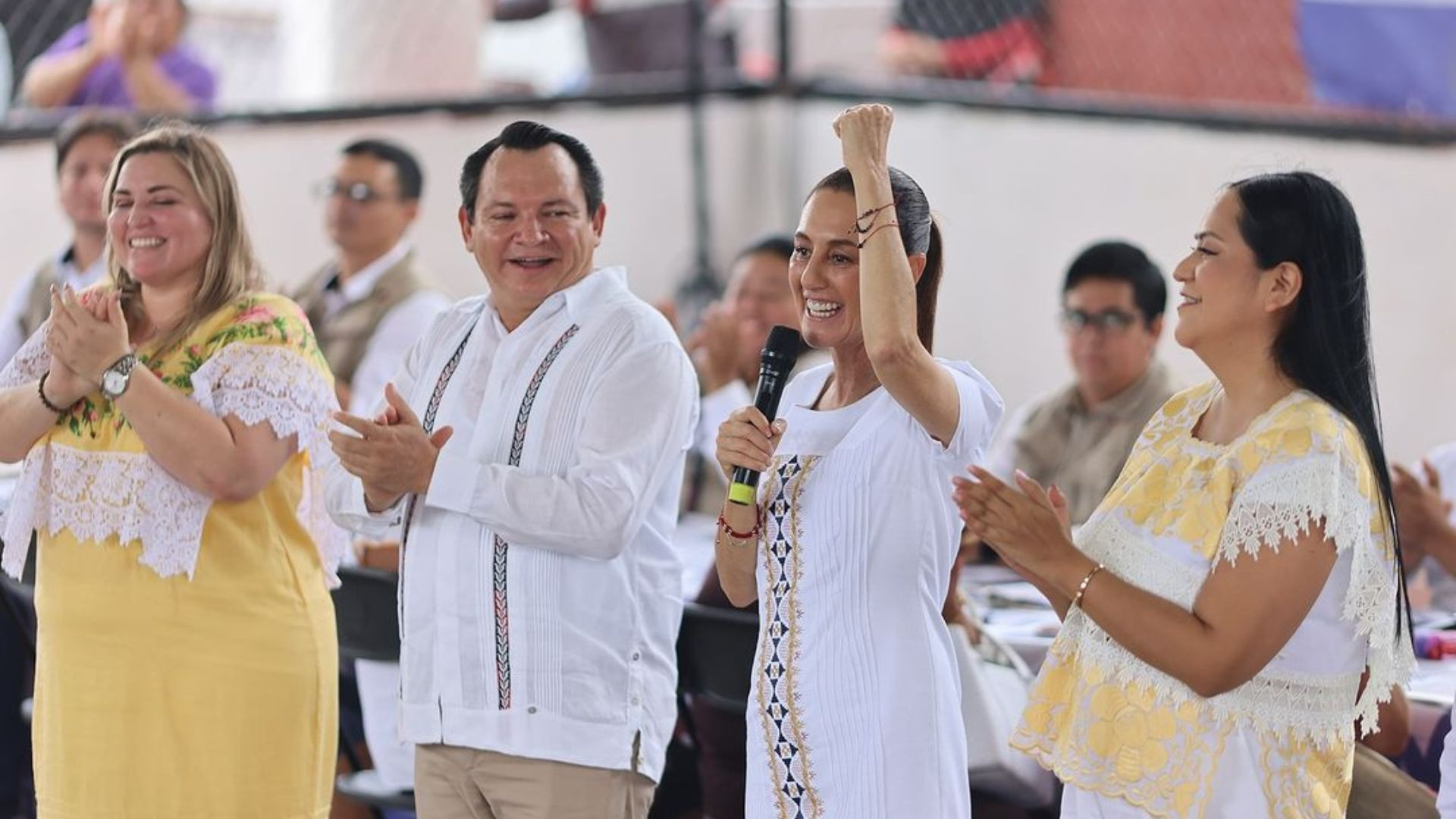 La presidenta de México visita Conkal, Yucatán